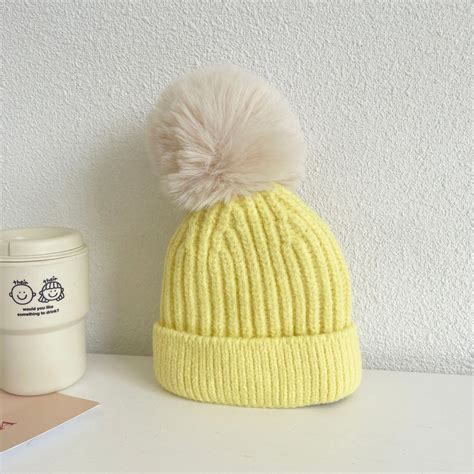 Gorro con pompón para bebé, gorrito de punto cálid... - Grandado