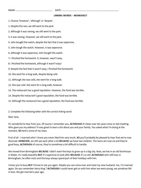 Image result for Linking Worksheets