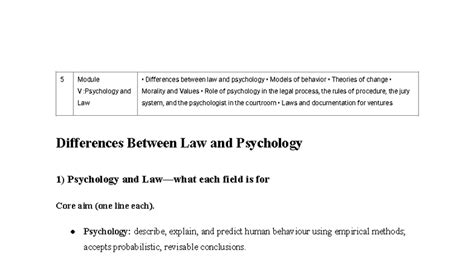 Mod5 - Forensic Psychology: Law & Psychology Behavior Models - Studocu