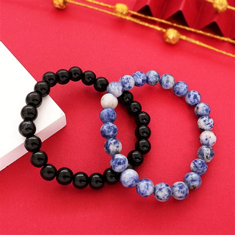 Natural Sodalite & Black Onyx Beads Bracelet 2pc Combo Set – MCJ Jewels