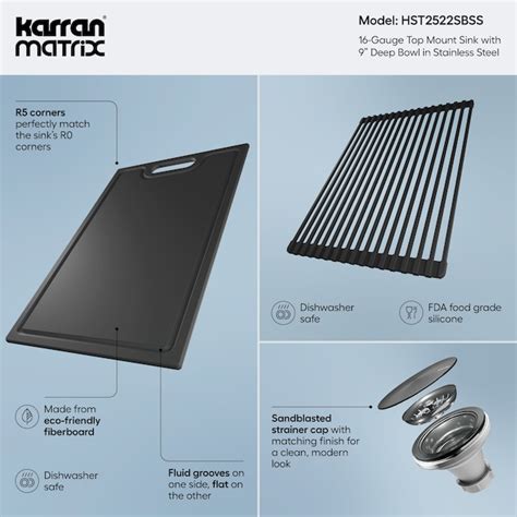 Karran Matrix Drop-in 25-in x 22-in Stainless steel Single bowl 16 ...