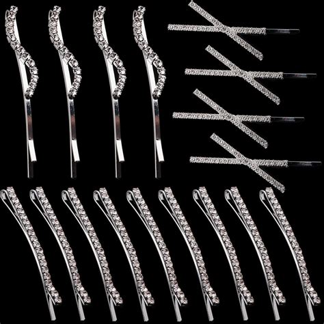 Amazon.com : 16 Pieces Rhinestone Bobby Pins, Fancy Metal Hair Clips ...