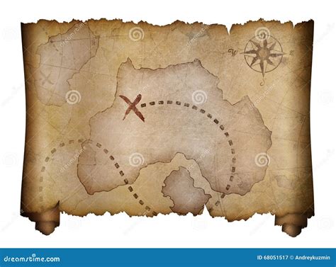 Old Pirates Treasure Map Scroll Stock Image - Image of pirate ...