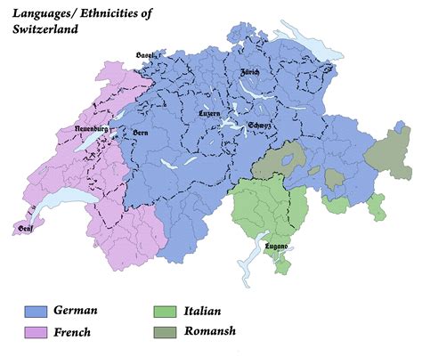 Languages and ethnicities of Switzerland | Language map, Imaginary maps ...