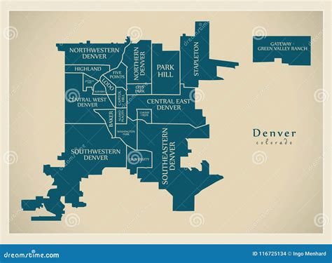 Denver Colorado Usa Map Map Of The City Of Denver, Colorado