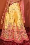 Buy Yellow Silk, Net Mirrors, Sequins, Floral Embroidered Blouse ...