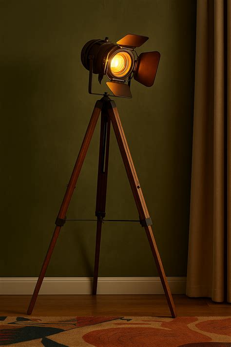 Vintage Tripod Floor Lamp – Industrial Spotlight for Moody Interiors in ...