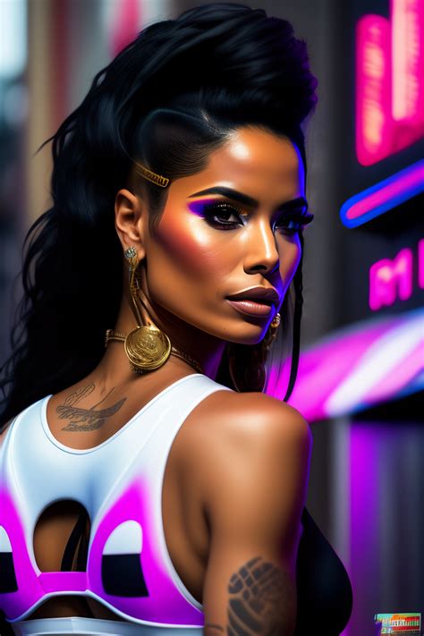 Lexica - Lupe Fuentes. full body shot. looking back. cyberpunk. akira style. in bikini micro ...