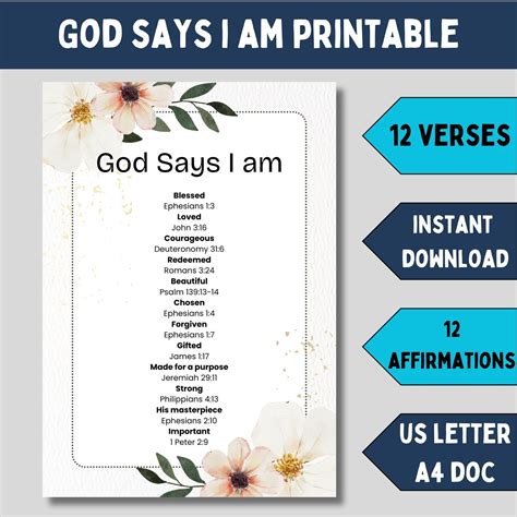 Who I Am in Christ Printable Bible Verses for Who God Says I Am Pdf ...