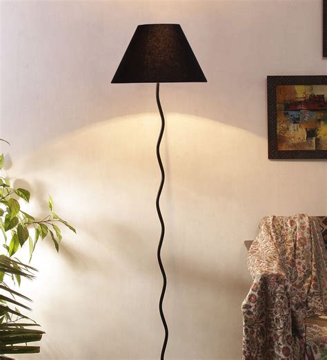 Buy Fauci Black Cottan Fabric Shade Club Floor Lamp With Iron Base By ...