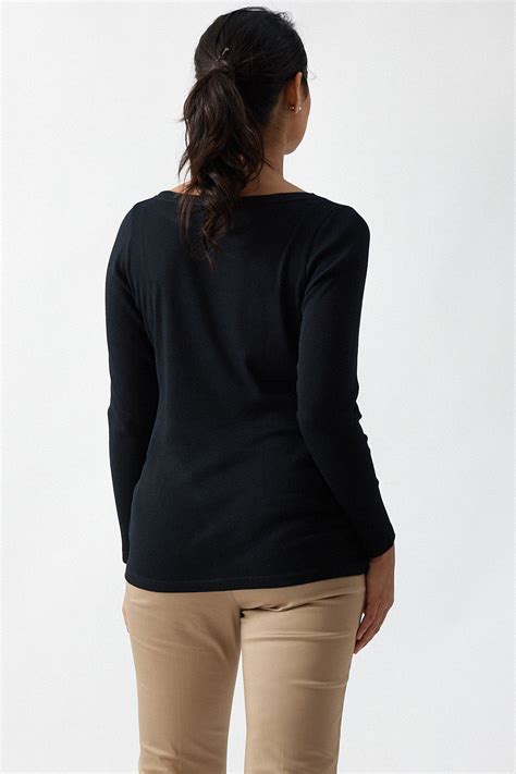 Explore The Rib Boat Neck Women T shirt Carbon Black
