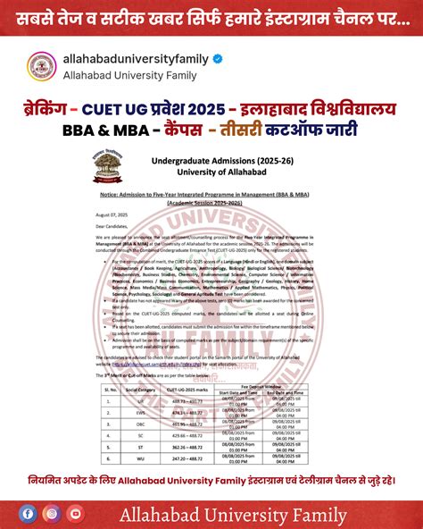 Allahabad University Releases 3rd Merit List for Five-Year Integrated ...