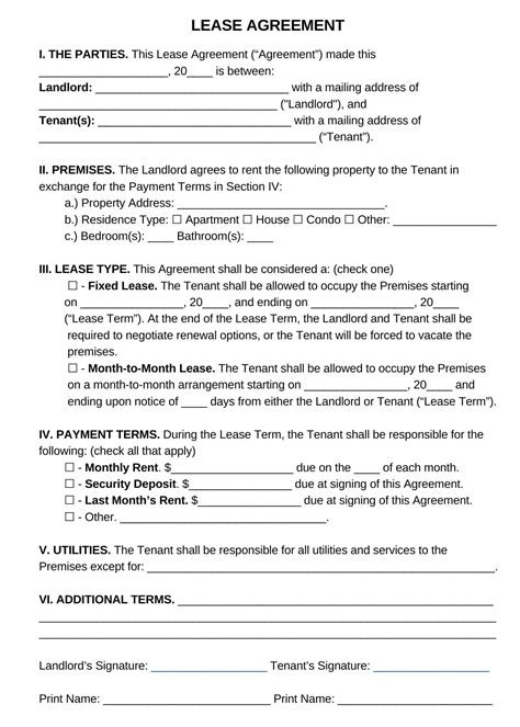 Rental Agreement, Lease Contract Template, editable Landlord Forms ...