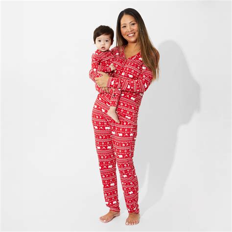 Polar Isle Red Bamboo Women's Pajama Set: Cozy Holiday Chic - Bellabu Bear