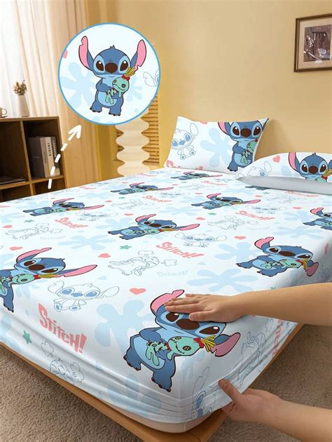 Disney 1pc Stitch Fitted Sheet, Disney Bedding, Mattress Protector, Bed ...