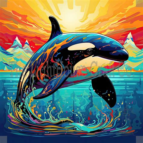Orca Killer Whale Stylised Clip Art 12 High Quality Jpgs - Digital ...