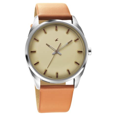 Buy Online Fastrack After Dark Beige Dial Leather Strap Watch for Guys ...