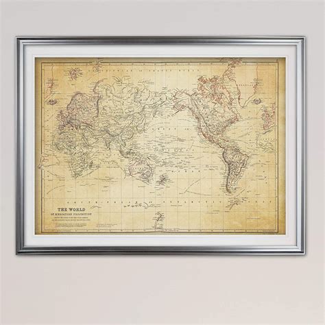 Renditions Gallery Vintage World Map VI Antique - Premium Framed Print ...