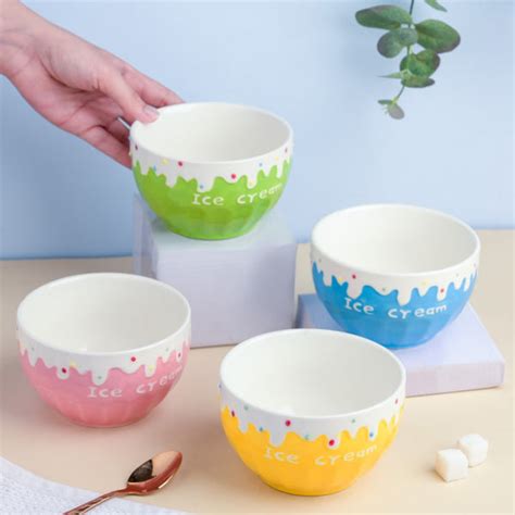 Yellow Strawberry Ice Cream Bowl 400 ml Online - Premium Snack Bowl ...