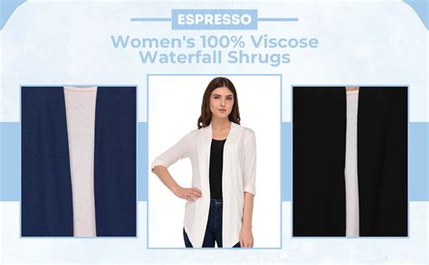 ESPRESSO Women's 100% Viscose Waterfall Summer Shrugs with Button ...