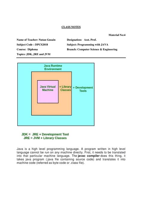 1.4 JDK, JRE and JVM - Lecture notes Lesson 4 - Java Programming - Studocu