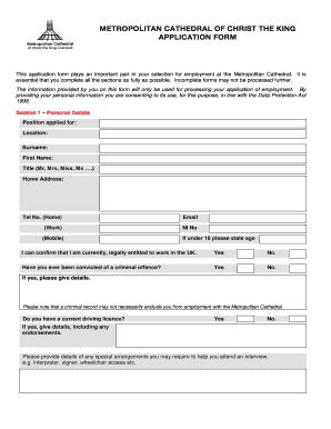 Fillable Online liverpoolmetrocathedral org Application Form ...