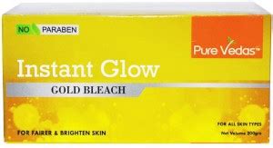 Pure Vedas Instant Glow Gold Bleach For Fairer And Brighter Skin, 200GM ...