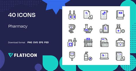 Pharmacy Icon Pack | Outline Color | 40 .SVG Icons