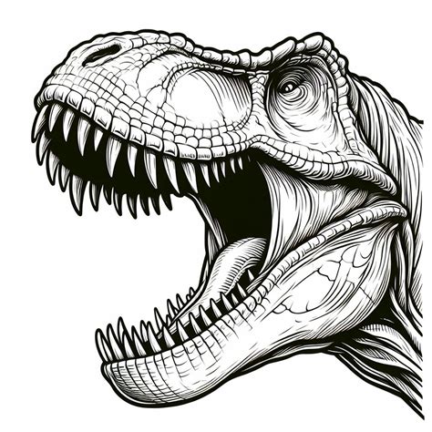 T-Rex Head Showing Teeth 🦖🦷 Coloring Page