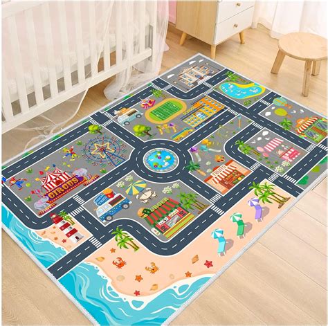 Amazon.com: Kids Carpet Playmat Car Rug, Car Rug for Kids Toy Cars, Non Slip Play Mat for ...