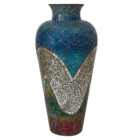 Bungalow Rose Lavail Tall Decorative Floor Vase - Glass Mosaic Vase for ...