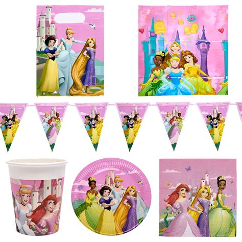 Buy Disney Princesses Party Tableware & Decorations Bundle - 16 Guests ...