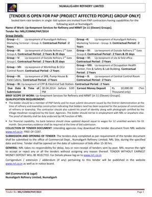 Fillable Online New Tender for PAP- May 2014.pdf - Numaligarh Refinery ...