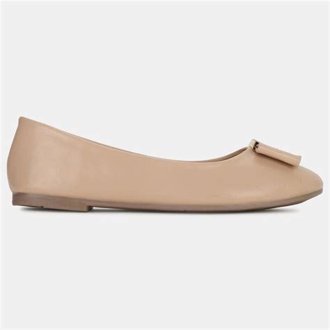 Bata nude round toe ballerina flats for women | Bata