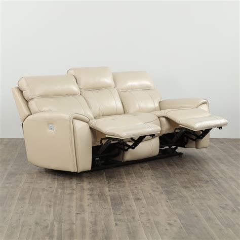 Buy Helsinki Leather 3-Seater Electric Recliner - Beige from Home ...