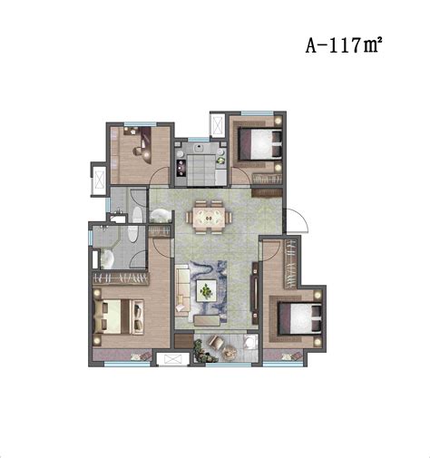 有三室二厅二卫的新房（小县城）,120平米,预计装修费用在5万元左右,谁能提供房屋装修效果图_百度知道
