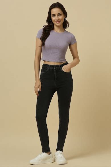 Buy Women Black Skinny Fit Light Wash Jeans Online - 39727841 | Allen Solly