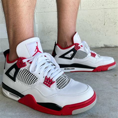 Fire red 4s on feet online