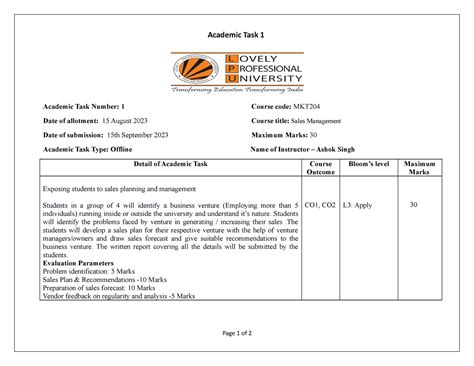 A821228986 30814 18 2023 MKT204 CA1 - Academic Task 1 Academic Task ...