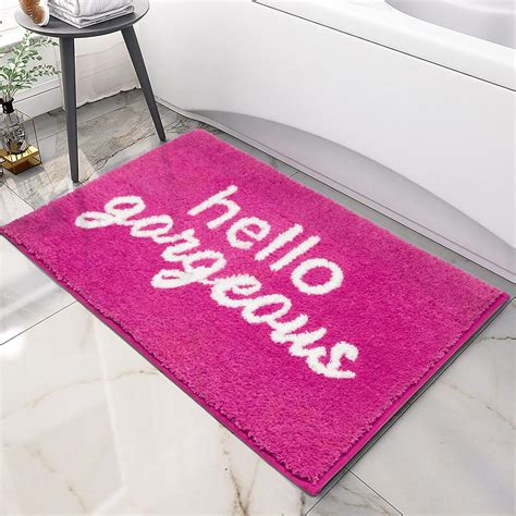 Amazon.com: Nymphia Pink Bathroom Rugs Hello Gorgeous Bath Mat for Non ...