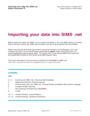 Fillable Online Importing your data into SIMS Fax Email Print - pdfFiller