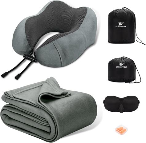 Amazon.com: urnexttour Travel Pillow and Blanket Set for Traveling ...