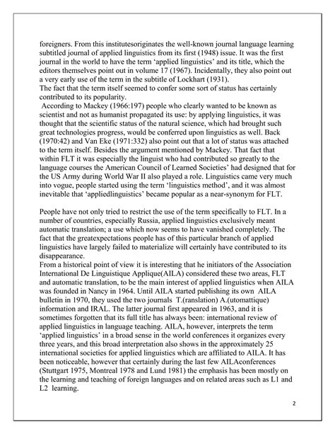 History of the term applied linguistics | DOCX