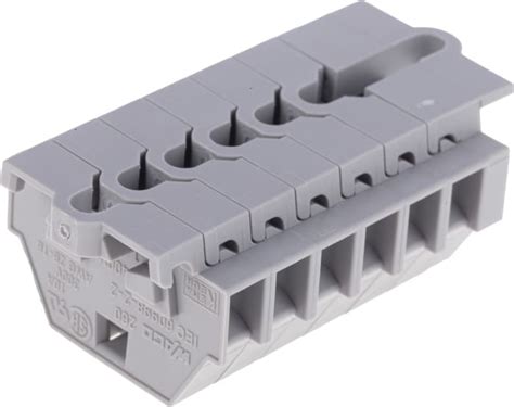 260-106 WAGO | WAGO 260-106 260 Series Grey, 1.5mm², Single-Level, Cage ...