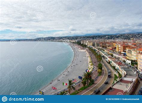 Nice, France Aerial View on Beach and Buildings in Old Town and City ...