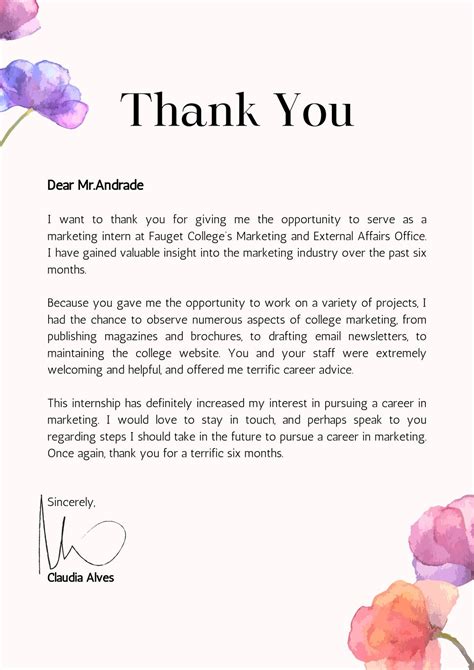 Thank You Messages Internship