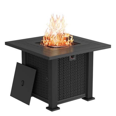 Latitude Run® 28'' H Outdoor Steel Propane Fire Pit Table with Lid ...