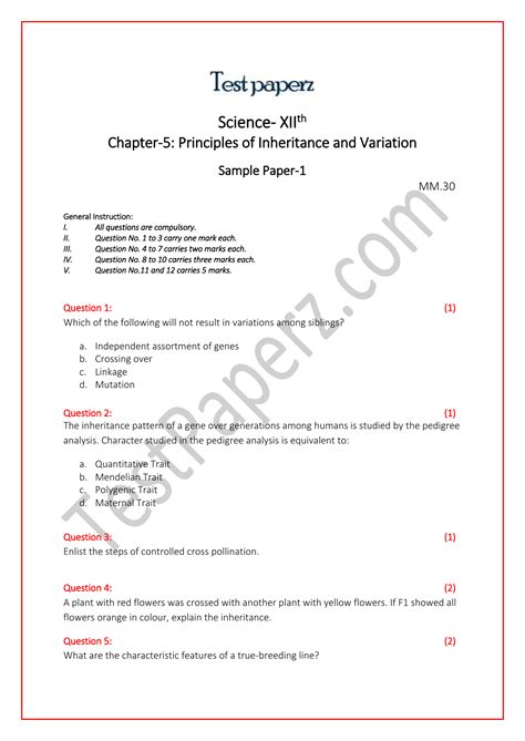 Image result for Principles of Inheritance and Variation KCET Questions