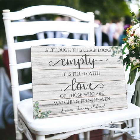 Personalized Reserved in Loving Memory Wedding Sign Memorial Chair Sign ...