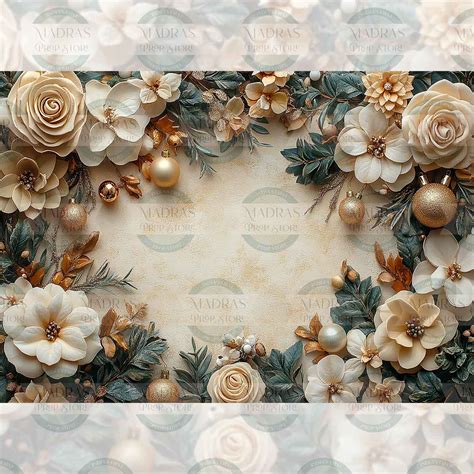 Golden Florals - 3.5 by 5 feet Printed Backdrops / Fabric (Pre-Order ...